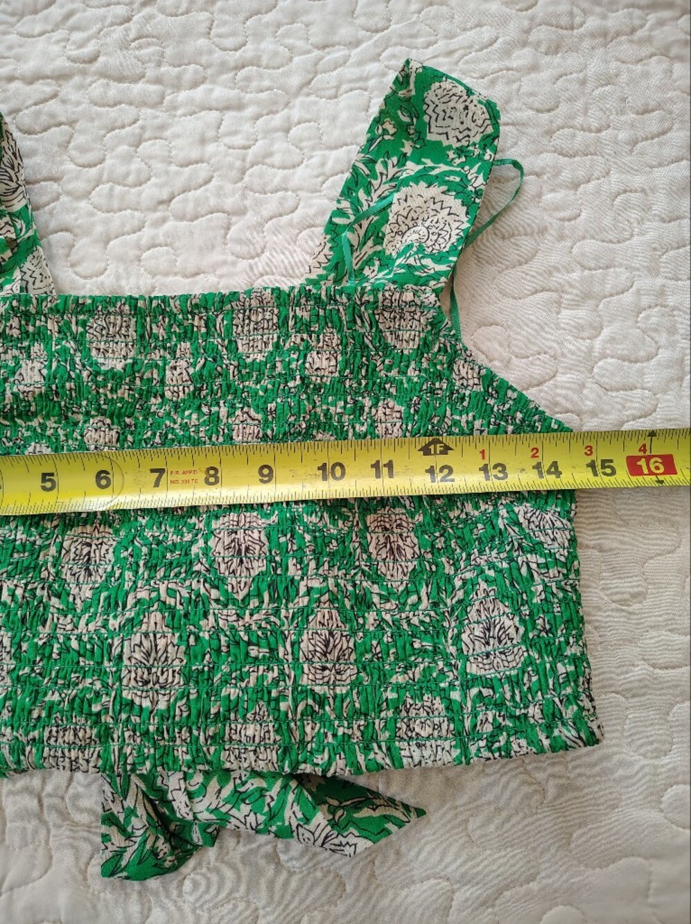 House of Harlow 1960 Green Floral Smocked Crop Top & Tiered Skirt 2-Piece Set S - Picture 8 of 9